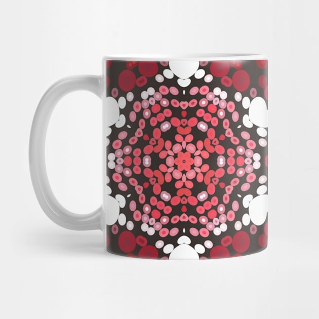 Dot Mandala Red Green and White by WormholeOrbital